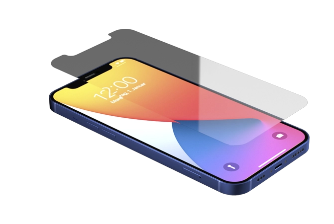 Três iPhones com películas de vidro temperado