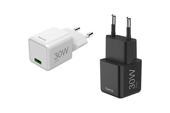 Încărcător de 30 W, disponibil în culorile alb și negru